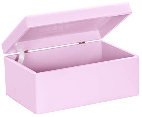 LAUBLUST Große Holzkiste mit Deckel - Allzweck-Kiste aus Holz - Aufbewahrungskiste | Spielzeug-Truhe - Geschenk-Verpackung | Deko-Kasten zum Basteln FSC® (Rosa, ca. 30 x 20 x 14 cm | M)