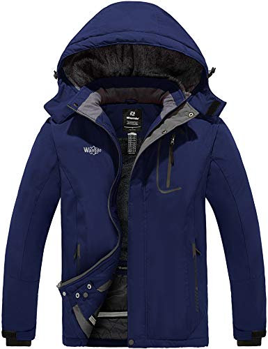 Wantdo Giacca da Snowboard Running Giacca da Sci Impermeabile Giacca Outdoor Primaverile Parka in Pile Imbottita Calda Uomo Blu Scuro M
