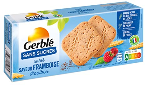 Gerblé Sans Sucres, Sablé Saveur Framboise Rooibos, Sans Huile de Palme, 3 Sachets Individuels, 12 Biscuits, 150 g, 203135