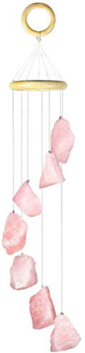 mookaitedecor Quartz Rose Carillon à Vent en Pierre Brute Cristal Naturelle Décoration Maison Jardin Extérieur