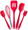 AVANA, set di 5 utensili da cucina in silicone, resistenti al calore, antiaderenti, per cucinare, frusta, spatola, pennello da forno, spatola (rosso)