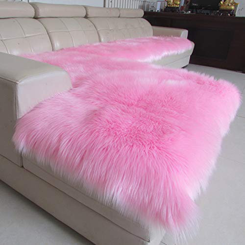 YEARLY Long Plüsch Sofabezug, Anti-rutsch Winter Dick Sofa-Überwürfe Couch-Abdeckung Europäische Luxuriös Möbel Protector Ledersofa Sofa Handtuch-Rosa 90x120cm(35x47inch)