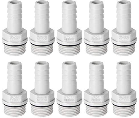 sourcing map 10 Stück PVC Schlauchanschluss Schlauchverbinder 10mm oder 25/64 mit Widerhaken x 3/8 G Stecker Rohr Schlauchtülle Wasseranschluss Verlängerung