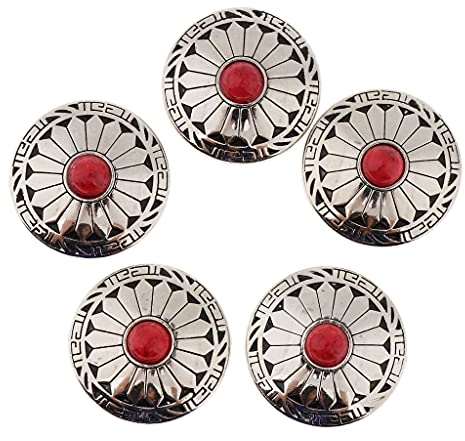 perfeclan 5 Schraubnieten Nieten zum Schrauben Ziernieten Perlen aus Knöpfe DIY Deko, rot