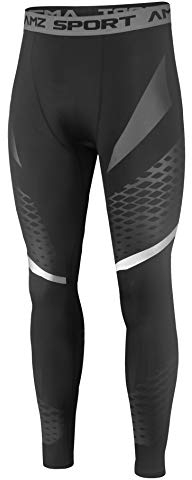 AMZSPORT Herren Kompressionshose Schnelltrocknende Laufhose Sporthose Trainingshose - Schwarz L