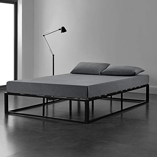[en.casa] Metallbett Kreta 180x200cm Schwarz auf Stahlrahmen mit Lattenrost Bettgestell Design Doppelbett Ehebett Schlafzimmer