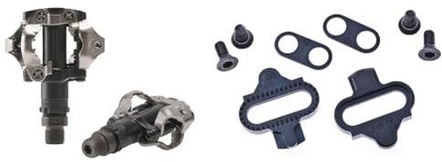 SHIMANO Pedales de MTB, M520, SPD, Negro + Calas, SPD, SM-SH51, sin Chapa (Juego)