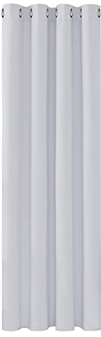 Deconovo Blickdichte Gardinen mit Ösen Verdunkelungsvorhänge Wohnzimmer Dicke Thermogardine Kälteschutz warm Hitzeschutz, 229x132 cm(HöhexBreite), Silber Grau, 1 Stück