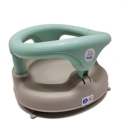 Rotho Babydesign Badesitz, mit Klappring und Kindersicherung, 7-16 Monate, bis 13 kg, Farbe wählbar, Grau/Mintgrün