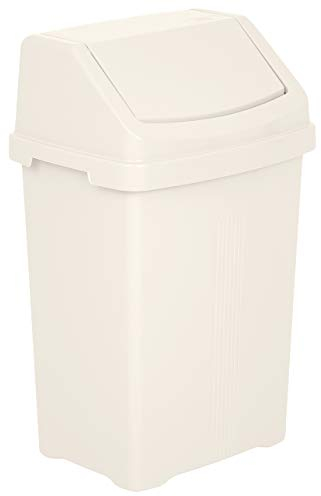 Wham High Grade 50Lt Plastic Soft Cream Flip Top Waste Rubbish Bin