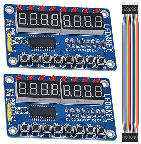 Youmile 2 Stück TM1638 8-Bit LED Digitalröhre 8 Tasten TM1638 Anzeigemodul für Arduino AVR ARM mit Dupont Kabel