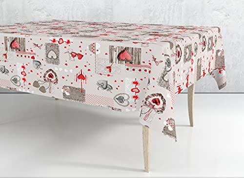 EUROSTYLE Art. Deco Tischdecke, schmutzabweisend, wasserfest, bügelfrei, für Küche, Wohnzimmer, Schutz, Tischabdeckung (140 x 220 cm, Shabby Bordeaux)