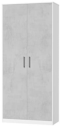 SMARTBett Schrank Kleiderschrank Aktenschrank 100 cm Weiss/Beton