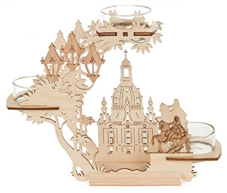 Rudolphs Schatzkiste Teelichthalter Dresden 20x15x6cm NEU Holzleuchter Teelichtleuchter Kerzenhalter Erzgebirge