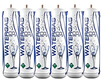 Lot de 6 bouteilles jetables Co2 600 g pour distributeur d'eau gazeuse avec raccord M11 x 1