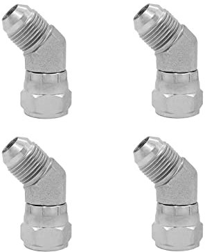 BEITERSTOE (4 unidades) 6502-08-08 - 08 - Adaptador hidráulico macho de 1/2 pulgada JIC 37° Flare (3/4-16UNF) × 1/2 hembra JIC 37° giratorio (3/4-16UNF) 45°codo de acero al carbono