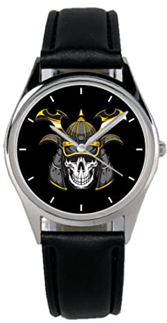 KIESENBERG Armbanduhr Samurai Kampfsport Japan Geschenk Artikel Idee Fan Damen Herren Unisex Analog Quartz Lederarmband Uhr 36mm Durchmesser B-21240