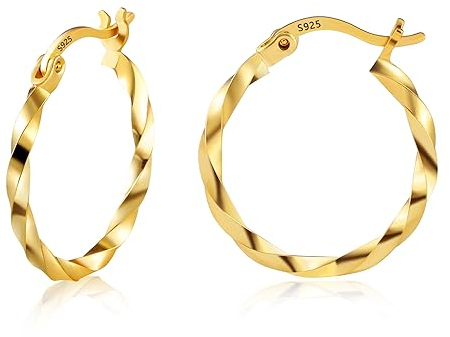 ALEXCRAFT Creolen Gold Ohrringe Gold Goldene Ohrringe Damen Hypoallergen 14 K Hoop Earrings for Women