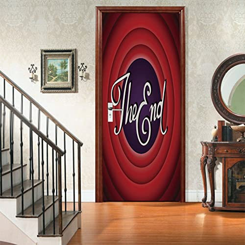 A.Monamour Türtapete Selbstklebend Türfolie Türposter 3D The End Film Endbildschirm Hintergrund Vinyl Folie Türdeko Tapete Wandbild Türaufkleber Türtattoo 77x200cm
