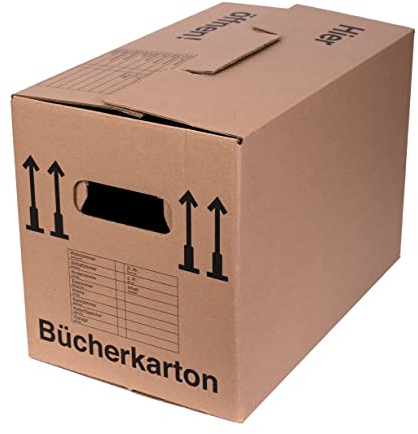 5 x Bücherkarton Umzugskarton Aktenkarton 500 x 300 x 350 mm bis 40 kg mit stabiler starker Doppelwelle, Menge wählbar von 5 bis 240 Stück