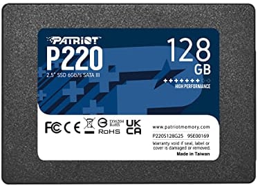 Patriot P220 SATA 3 128GB Internal Solid State Drive 2.5” - P220S128G25