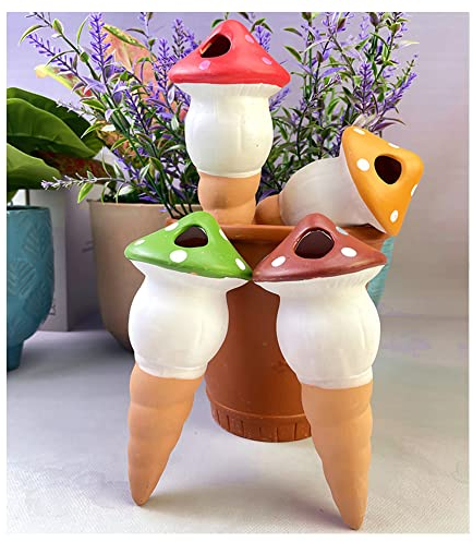 Hggzeg Paquete de 4 picos de riego automático de plantas, agua de plantas en forma de hongo, dispositivo de riego por goteo de agua para plantas de maceta (4 colores)