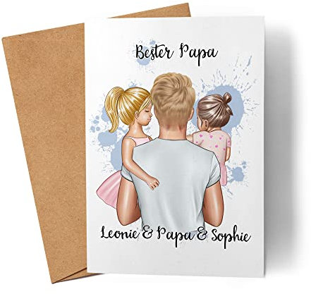 Kiddle-Design Vater Karte Vatertag Personalisiert für Papa Tochter Töchter Geschenk Kinder Väter Geschenk Papatag Vatertagskarte