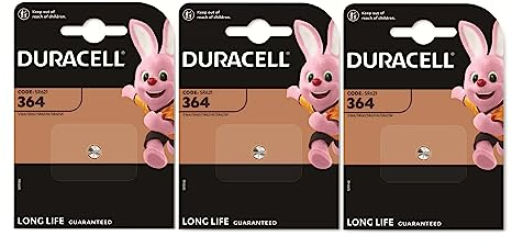 3X Duracell 364 (3 Blister Da 1 Batteria) 3 Pile (SR621/V364/SR60/SR621W)