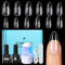 TOMICCA Nail Tips and Glue Gel Kit, Nail Extension Kit 4 In 1 Nail Glue & Top Coat, Medium Almond Full Cover Soft Tips and UV LED Lamp, Acrylic Gel Nail Kit for Gel Art Polish DIY Manicure