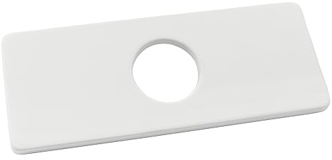 Biaungdo 15,2 cm Lochabdeckung Deckplatte, Porzellan Weiß Rosette Platte Edelstahl Badezimmer Wasserhahn Platte Rechteck Wasserhahn Abdeckung Platte für 1 oder 3 Loch Badezimmer Vanity Waschbecken
