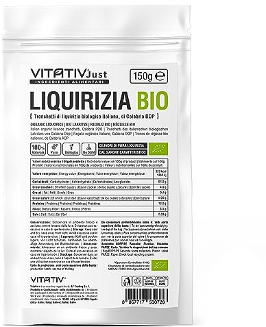 VITATIV Tronchetti di Liquirizia BIO - Calabria DOP, 150gr - Gusto Intenso e Naturale, Artigianale