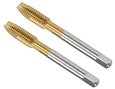 CoCud Spiralpunkt Gewindebohrer M8 x 1.25 Gewinde Titan Beschichtet Hoch Geschwindigkeit Stahl 6542 Schrauben Fräsen Gewindeschneiden - (für Gewindeschneiden Bohren Maschine) 2Stk