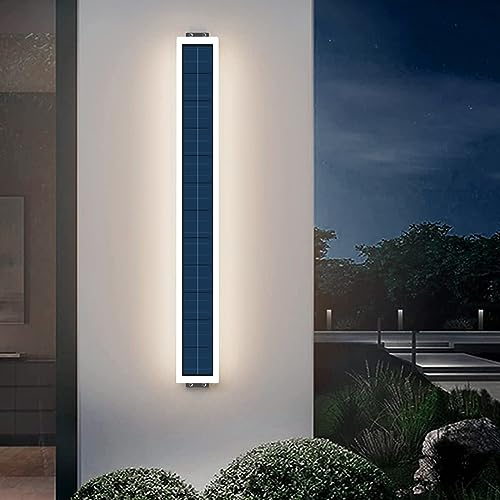 ANKBOY Solar Wandleuchte Aussen LED Solarlampen für Außen Wand 10W Solarbetrieben Kabellos Lange Außenwandleuchten 60cm Wasserdichte Acryl Wandlampe mit Druckknopf Schalter, Warmweiß Lampe