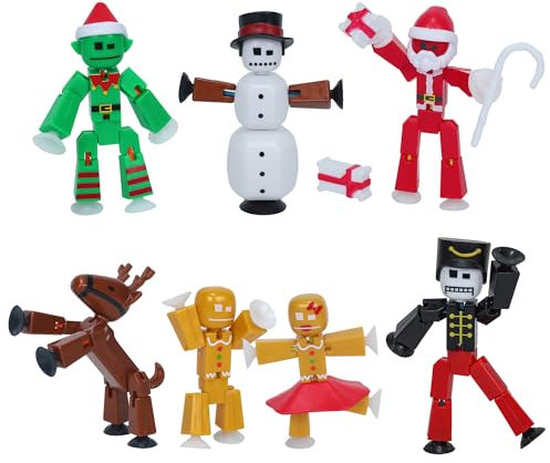 Zing StikBot Christmas Crew Pack - Santa, Snowman, Elf, Gingerbread Man, Reindeer, Nutcracker