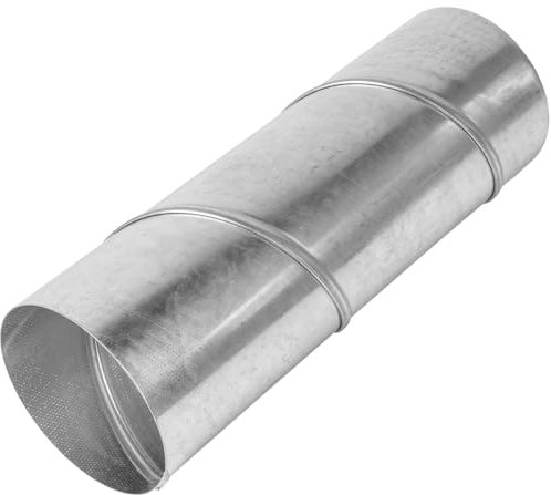 Repa Market Conducto de aire de acero galvanizado en espiral redondo de 125 mm - 300 mm de largo - Tubo de aire de acero galvanizado rígido recto - Extensión de manguera de ventilación de secadora,