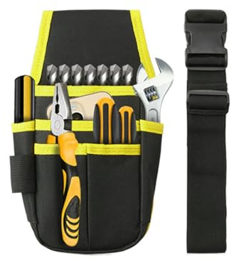 Borsa Porta Attrezzi, Custodia per elettricista, Borsa per elettricisti, Borsa Magazzino Utensili, Cintura Porta Attrezzi Multi Tasche, per Elettricista,Carpentiere(Giallo 26.5 * 13.5 * 5cm)