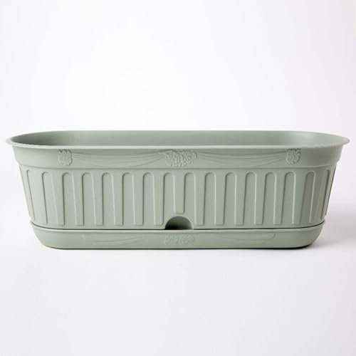 bama Jardinière avec Soucoupe etika en Plastique - D 38 Cm - Vert Sauge - 3l