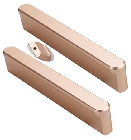 2 Stück Möbelgriffe Aluminiumlegierung,Schrankgriff Runde T-Form,Profilgriff Geschwungener,Türklinken Kleiderschrankgriffe invisibilità,Türgriff Schubladengriff Knöpfe (Roségold,Lochabstand 160mm)