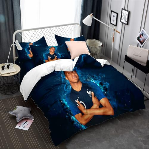 Ste-X Bettbezug-Set Kylian Mbappé – Premium 1600 – Extra Weich, Leicht, Atmungsaktiv Und Kühlend – Knitter-, Licht- Und Schmutzabweisend (135x200cm,KM 03)