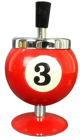 Aschenbecher, groß, mit Deckel, modisches Pool-Billard-Kugel-Design, Aschenbecher, Ornament for Bar, for Zuhause, Terrasse, Zigaretten, Aschenkippe, Entsorgung/837(Color:Red)