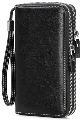 LOUEBICA Portafoglio Donna in Pelle PU Grande Capacità, Lungo con Cerniera e Bloccaggio RFID, Elegante Portamonete con 14 Scomparti per Carte, Borsellino