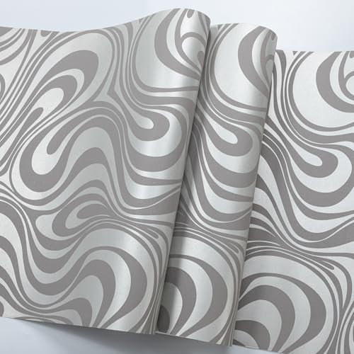 Baketron Silver Grey Vintage Abstract Galaxy Embossed Wallpaper for Living Room Bedroom Colourful Gothic Mural Wall Paper Roll Modern Geometric Glitter Textured Wallpaper Hallway Feature Wall