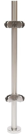 90/110 CM Stainless Steel Balustrade Post with Glass Clamps and Rubber Pads, Balustrade Railing Fence Pole Handrail, Fits 10/12MM Glass, Wood, Plastic (Corner Post | 90CM)