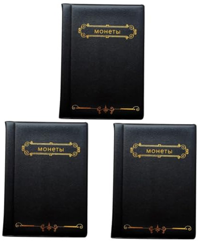 SEWACC 3pcs Coin Collection Book for Collectors Photo Storage Album Coin Holder Book Russian Language Cover Mini Storage for Collection