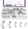 Swpeet 75 pezzi, 5 misure, 10lb/20lb/30lb/50lb/100lb argentate con kit per nail art, gancio per appendere immagini in metallo, gancio per telaio ad alte prestazioni, hardware per muro a secco
