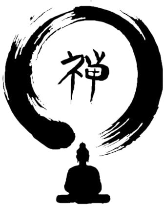 Autocollants muraux de méditation bouddhiste zen de Bouddha du cercle Enso-S-42x54cm-Black