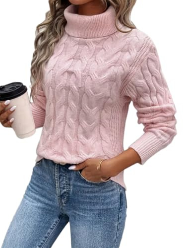 seiveini Pull Femme Hiver Col Roulé Pulls Tricoté Torsadée | Chaud, Chandails, Chic et Elegant, Pullover, Couleur Unie