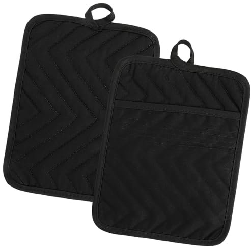 Oruola 2 Pack Pot Holders,Square Pot Holder Mitts with Pocket,Cotton Heat Resistant Pads,Cotton Oven Gloves Heat Resistant Potholders,18 x 23 Cm Baking Square Oven Mitts for Kitchen and Baking