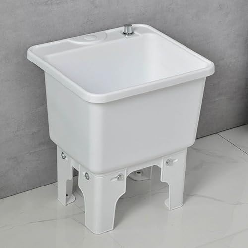 Cubo de fregona rectangular comercial portátil con lavabo de limpieza de plástico, fregadero utilitario para lavandería y baño, fregadero para limpieza de suelos y fregona