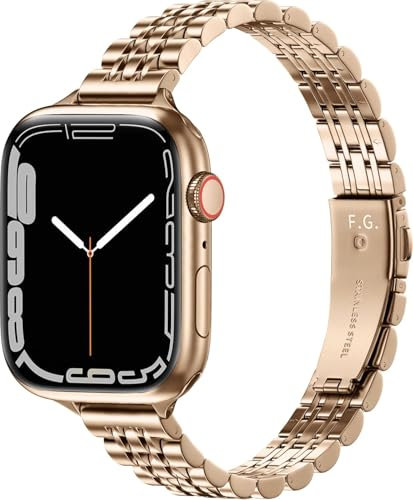 Fullmosa Cinturino Sottile Donna per Apple Watch Cinturino 42mm(S10) 40mm 41mm 38mm, Bracciale in Acciaio Inossidabile Cinturini Compatibile con iWatch SE SE2 Serie 10 9 8 7 6 5 4 3 2 1,Oro Rosa